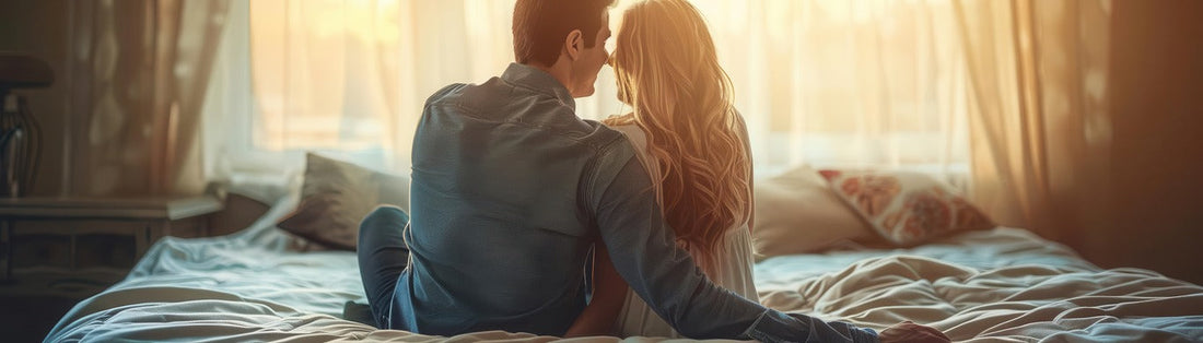 Couple practicing how to last longer in bed through emotional intimacy and communication.