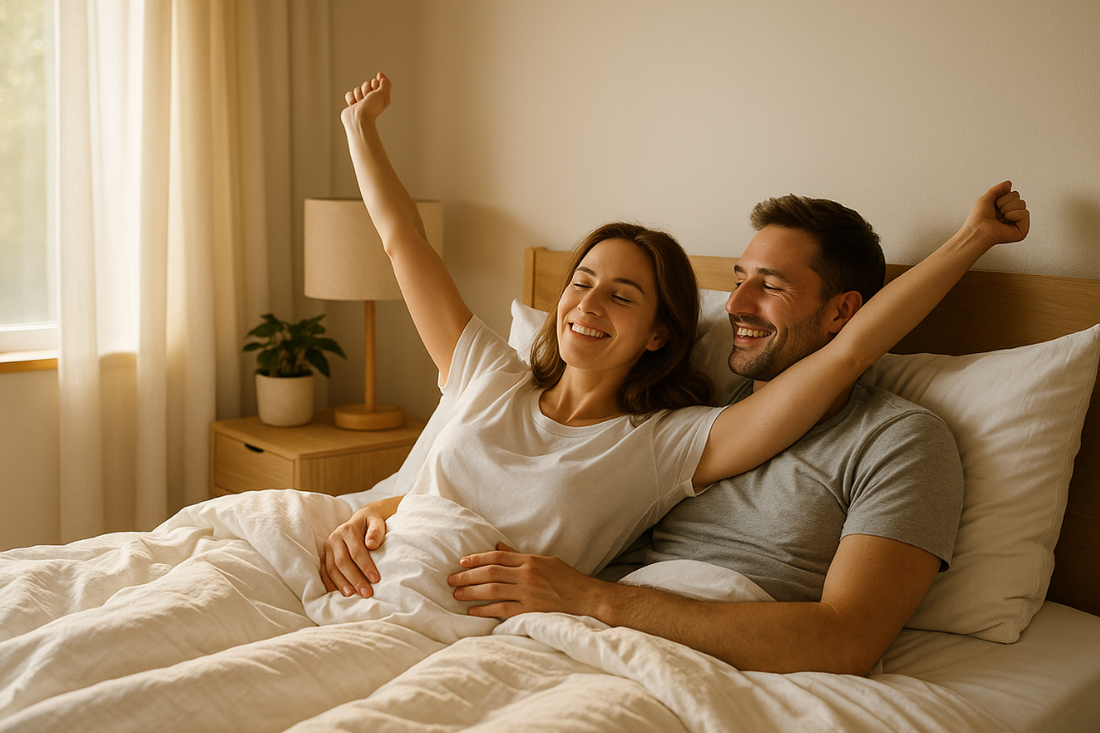 Couple enjoying restful sleep and connection — a good daily habit to increase libido naturally